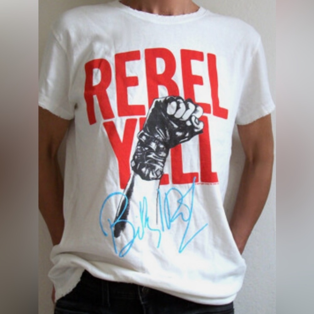 Junk Food Billy Idol Rebel Yell Tee XS Distressed Puff Ink Graphic Band T-Shirt